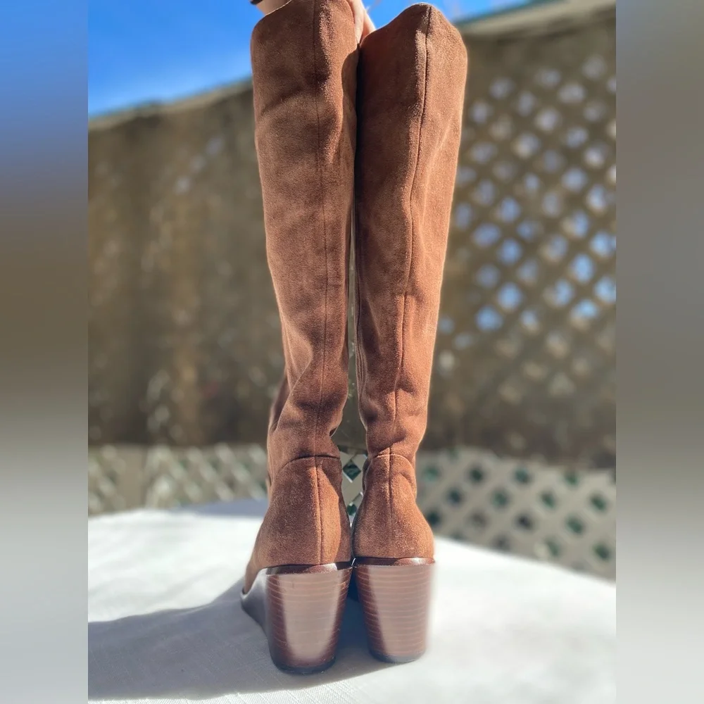 VINCE Marlow Tall Wedge Knee High Suede Boots Size7.5